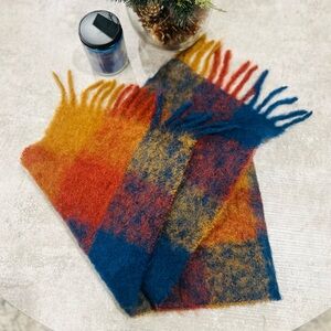 Vintage Multicolor Mohair Wool Blend Scarf made in Germany by Handcraft, Inc
